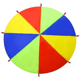 Kids Play Parachute Rainbow Parachute Toy Tent Game, 6 ft Rainbow Play Parachute Wind Tent, Outdoor Indoor Play Equipment Lawn Games Picnic Blanket Mat