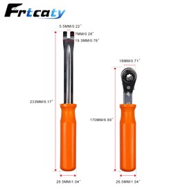 Frtcaty 2PCS Slack Adjuster Release Tool Kit – Includes Double Square Ratcheting Wrench & Fork End Tool for Air Brake Adjustment