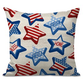 FUYUCHEN 4th of July America Freedom Throw Pillow Cover 18 x 18 Inch Candy Stars Stripes Patriotic Independence Memorial Day Pillow Case for Sofa Couch Home Farmhouse Decoration