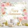 Aperturee 7x5ft Rose Gold Happy Retirement Backdrop Blush Pink Floral