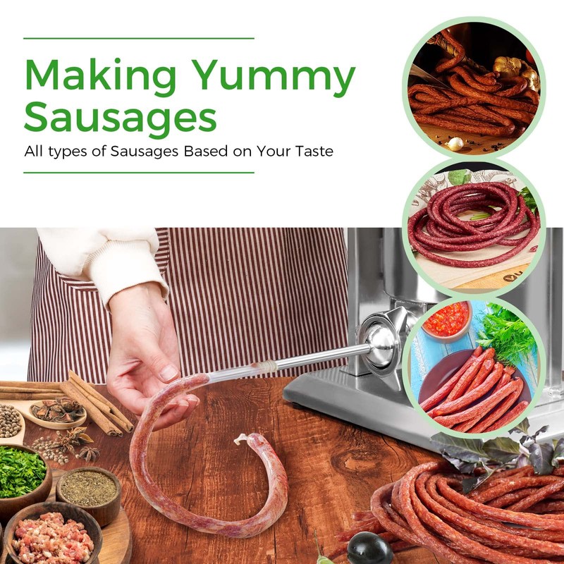 Wutfly 10mm Stainless Steel Sausage Stuffing Tubes and Sausage Stuffer
