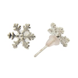 Charm Buddy 2 x Pairs Christmas Snowflake Stud Earrings in Gift Bag Girls Womens Silver Christmas Jewellery