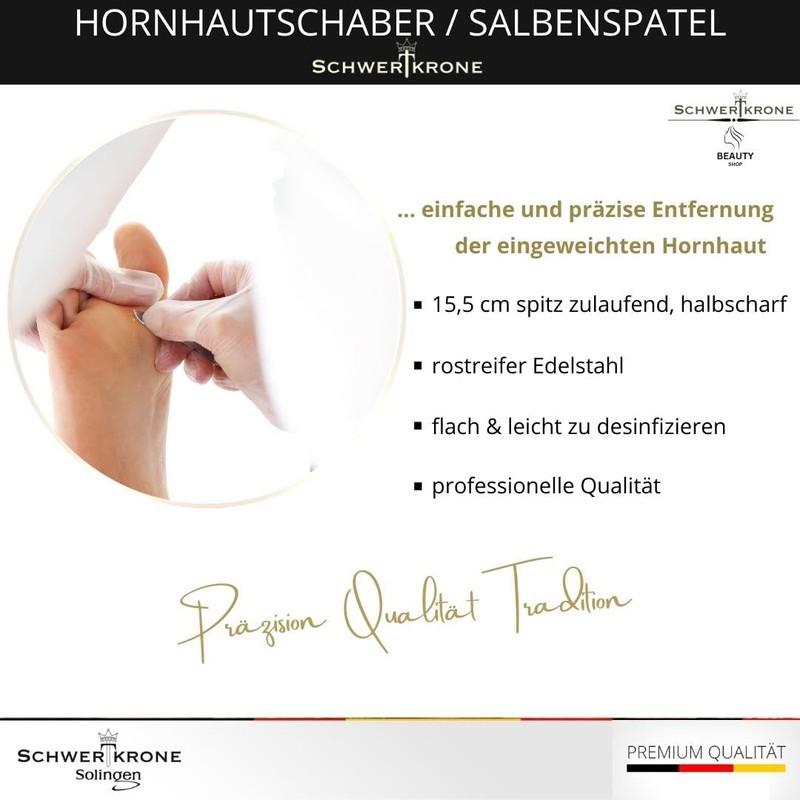Schwertkrone Professional Callus Scraper, Gel Spatula, Cream Spatula, Ointment Spatula,