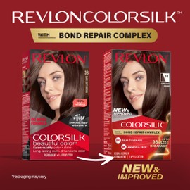 REVLON Revlon ColorSilk with Bond Repair Complex, Brown Permanent Hair Color, 100% Gray Coverage, Ammonia Free Hair Dye, Vegan Keratin, 33 Dark Soft Brown (Pack of 3)