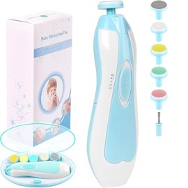 Lima de uñas bebe, Cuidado de uñas para bebés eléctrico con Luz LED, Pulidor de uñas para bebés Cortaúñas para el cuidado del bebé (Azul)