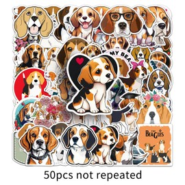 Beagles Dog Stickers for Water Bottle,50 PCS Cute Dog Stickers Pack for Laptop Phone Skateboard Bicycle Suitcase Luggage Car Guitar,Waterproof Aesthetic Vinyl Stickers Gift for Teens Favors