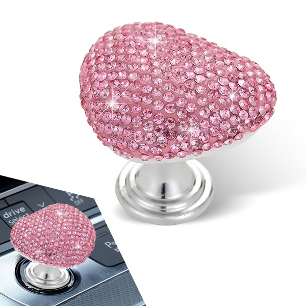 Dogary Bling Car One-Bouch Start Button, Heart-Shaped Push-to-Start Rocker Lever,