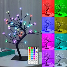 YATOSEEN 36-LED Artificial Illuminated Cherry Blossom Tree, RGB Cherry Blossom Tree Light with Remote Control, 16 Color Changes, Home Decor Night Light,Suitable for Valentine's Day, Christmas,Wedding