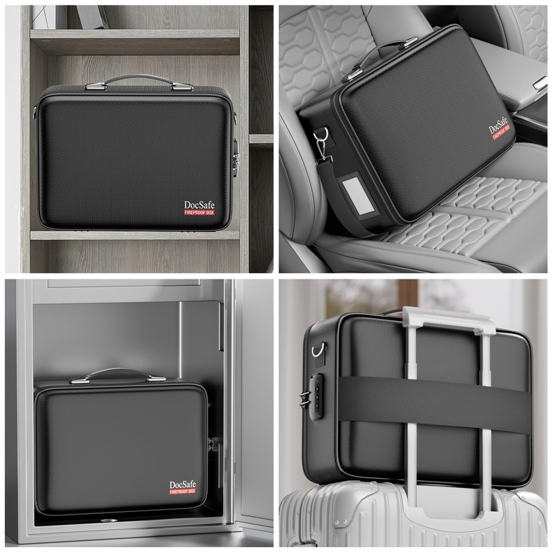 DocSafe Fireproof Document Box with Lock, Hard Case File Organizer