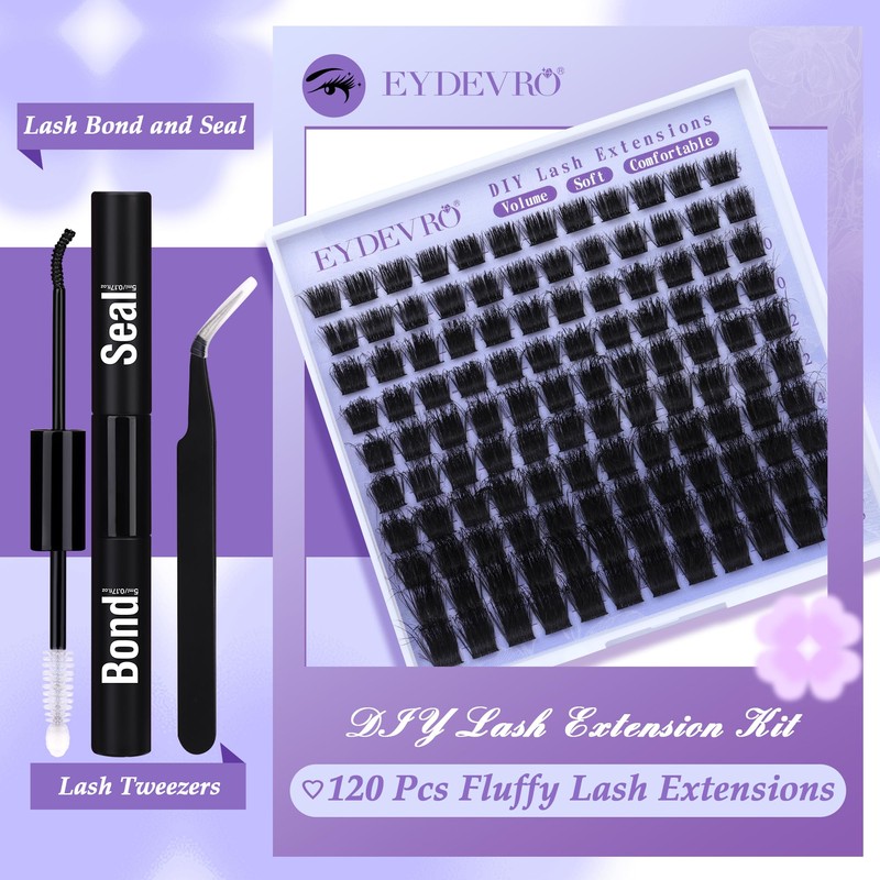 EYDEVRO Fluffy Cluster Lashes Kit D Curl Individual Lashes Thick