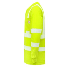 BOCOMAL FR Shirts High Visibility/Hi Vis Reflective Flame Resistant/Fire Retardant Shirt 7oz Heather Yellow Men's Safety Shirts