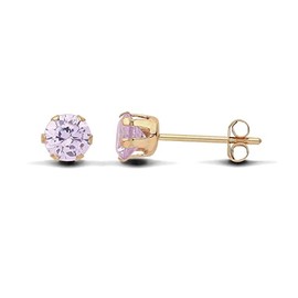 9ct Yellow Gold 4mm Lavander Amethyst Solitaire Stud Earrings