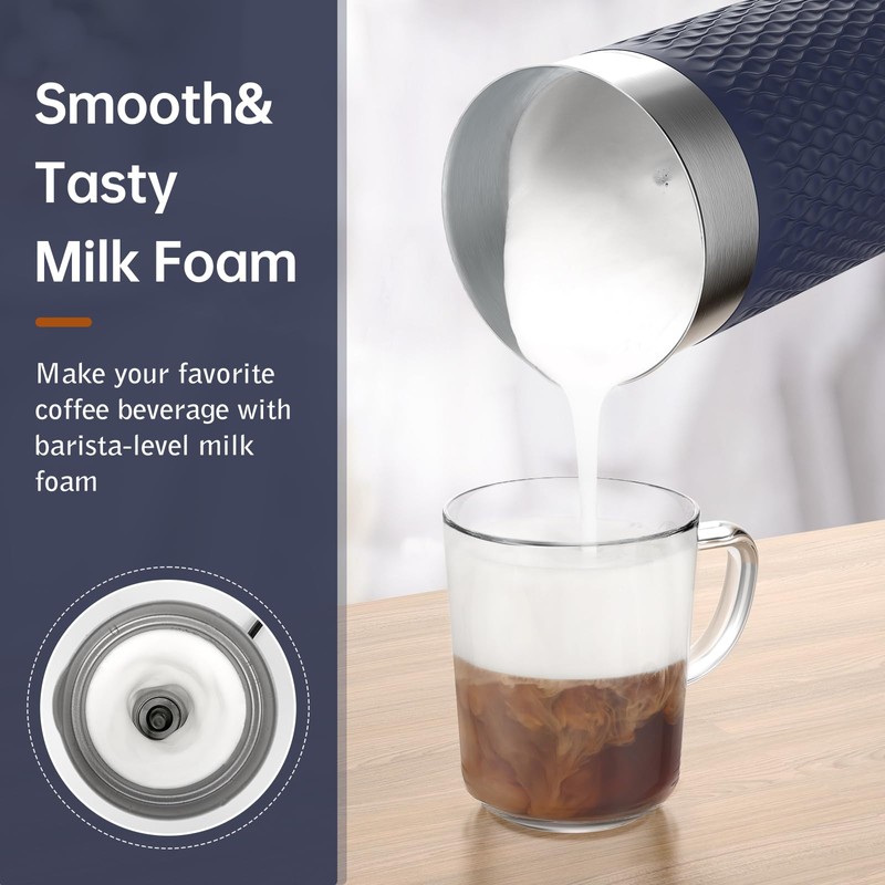 SIMPLETASTE Milk Frother, 4-in-1 Electric Milk Steamer, Automatic Warm and