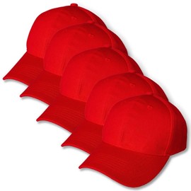 Genérico Paquete 5 Gorras Infantil de Acrílico, Lisa, Cachucha Unisex, Ajustable, Ideal para Bordar y Campañas Publicitarias. (MX/US, Alfa, Talla única, Rojo)