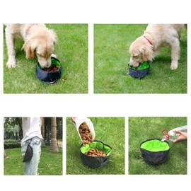 YMETECH 2 Pcs Collapsible Dog Bowls for Travel, Foldable, Portable and Light for Food and Water - (Green+Orange)