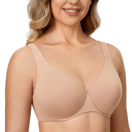 DELIMIRA Women's Plus Size Bras Minimizer Underwire Full Coverage Unlined Seamless Cup Oatmeal Heather 38G