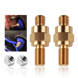 2 Set Side Post Battery Terminal Extension Bolt with Nuts,3/8"-16 Coarse and 3/8"-24 Fine Teeth Side Post Battery Bolts,Batteries Terminal Bolt for Reliable Current Transfer (2PCS)