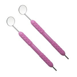 OSUNG Dental Mirror, Softgrip Handle, Simple Stem, Purple Handle w/mirror 2MHS2 Pack of 2