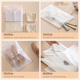 SULOLI 20PCS Travel Storage Bags Set, Reusable Saving Space Plastic Ziplock Seal Clothes Bags Frosted Waterproof Multifunctional Luggage Storage Pouch for Clothes, Shoes, Cosmetics