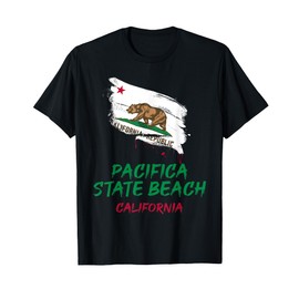 Pacifica State Beach California Paint Splatter Flag Vacation T-Shirt