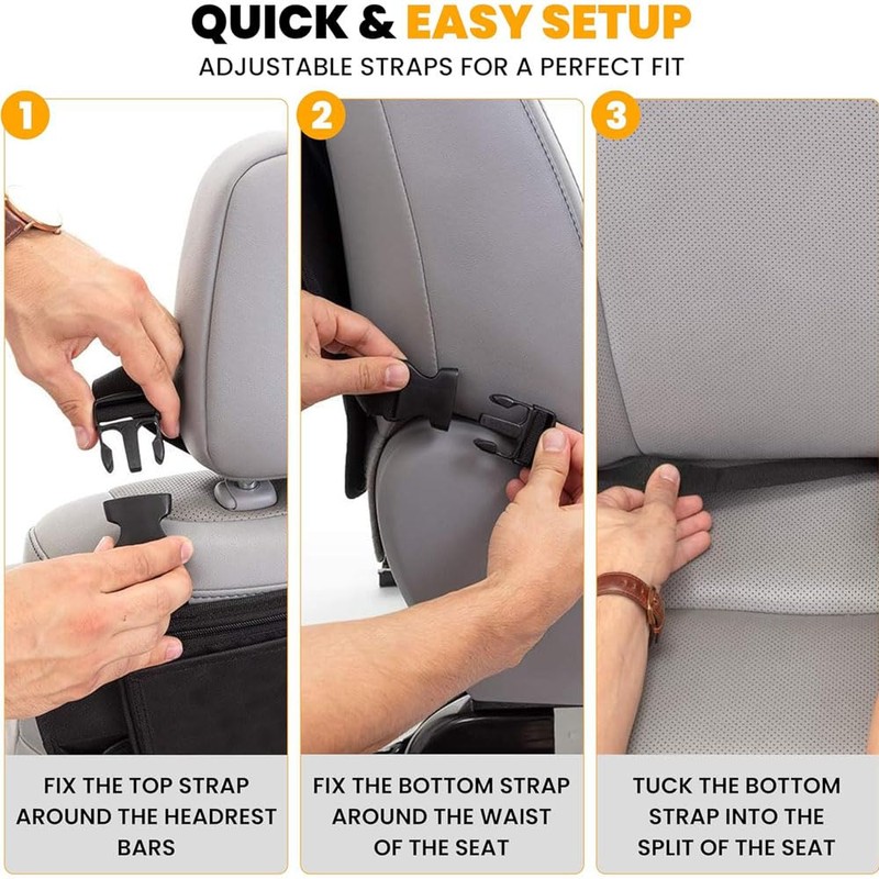 2Pack Waterproof Back Seat Cover for Kids, Durable Kick Mats