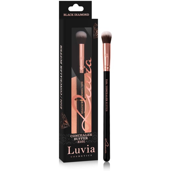 Luvia Concealer Brush - Buffer Brush E101 - Concealer Brush in Black/Rose Gold - Vegan Cosmetic Makeup Brush / Cosmetic Brush