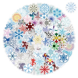 100Pcs Christmas Decorations Snowflake Stickers for Christmas Winter Holiday Stickers for Kids Adults Gifts Water Bottle Laptop Cup DIY Art Xmas Party Decoration Waterproof Vinyl Cute Cartoon Sticker