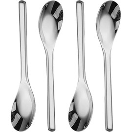 Miupoo Thick Heavy Weight Dinner Soup Spoons,Stainless Steel Tablespoons,Chinese Silver Spoon,Heavy Duty Asian Thick Long Handle Spoons,18cm,Set of 4.