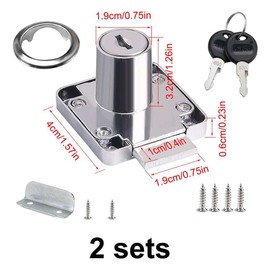 Graplan 2 Sets Furniture Lock Cylinder Zinc Alloy Cam Lock Security Drawer Locks with 4 Keys for Door Cabinet Mailbox Drawer Cupboard Household Office
