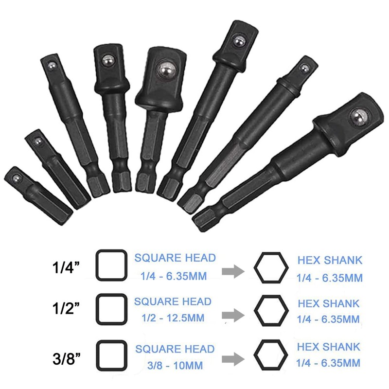 Bestgle 8pcs 1/4" Shank Drill Socket Adapter Extension Set for
