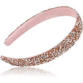 Rhinestone Headband Women Fashion Handmade Rose Gold Headband Crystal Diamond Bling Headbands Hair Hoops Sparkle Glitter Beaded Jeweled Hairband Hair Accessories (Champagne, One size)