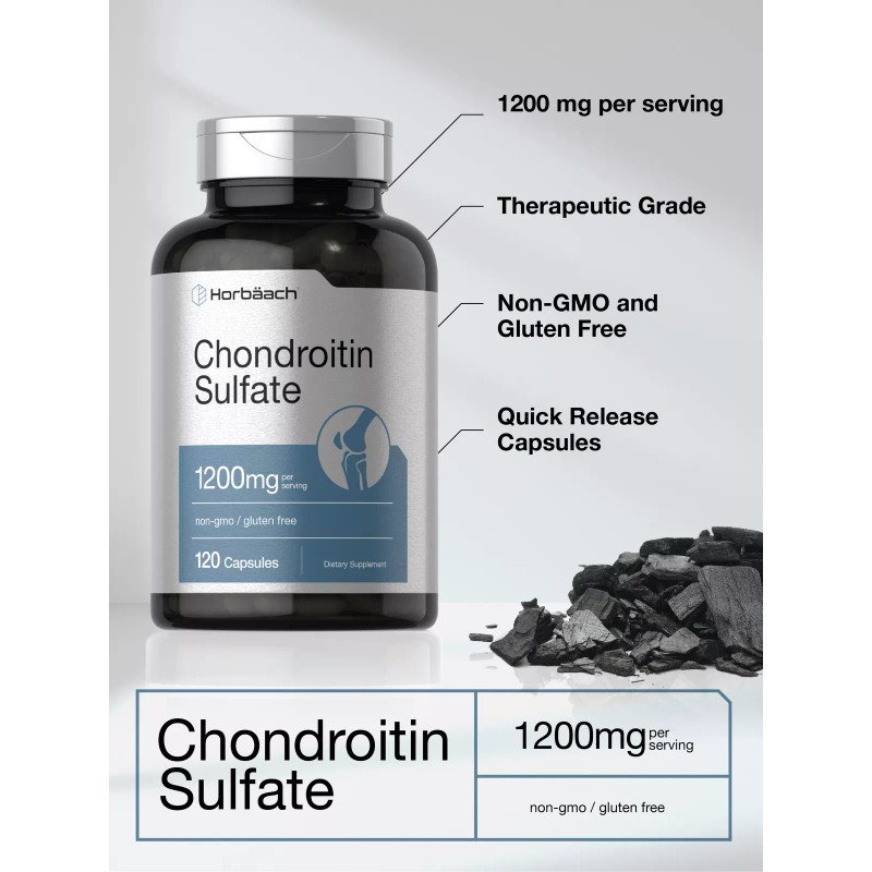 Horbäach Chondroitin Sulfate 1200mg | 120 Capsules | Non-GMO &