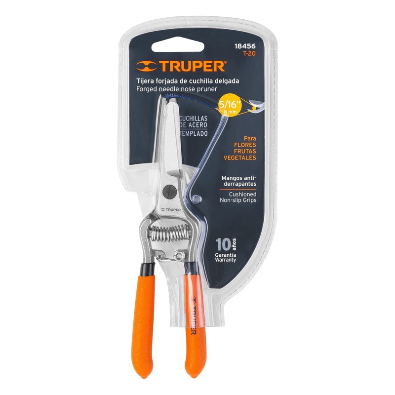 Truper T-20, Tijera para poda 6", cuchilla delgada, Paquete con