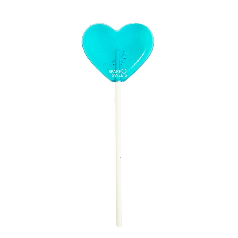 Baby Blue Heart Lollipops, Blue Raspberry Flavor, 2" Diameter Lollipop,