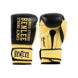 Benlee Hardwood Leather Boxing Gloves, 12 oz, Black/Yellow