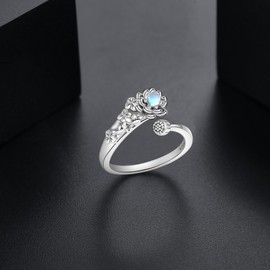 YAFEINI Lotus Ring Sterling Silver Lotus Adjustable Ring Lotus Flower Jewelry Gifts for Women