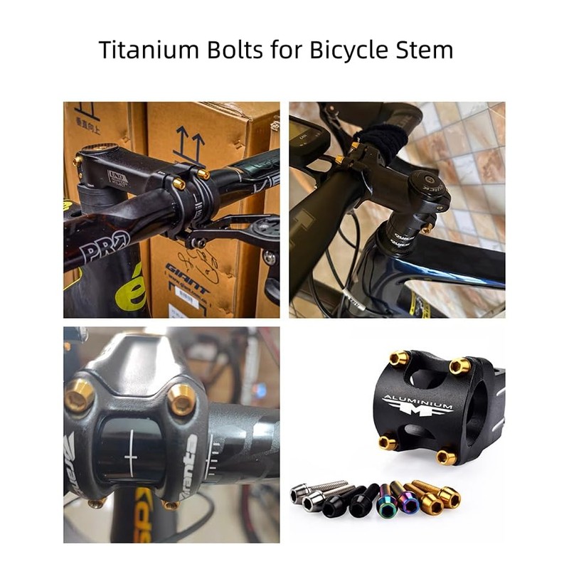 6 Pcs Titanium Stem Bolt Kit, Allen Hex M5x16mm 18mm