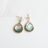 Handmade Teardrop Abalone Shell Dangle Earrings for Women, Pearls Sterling
