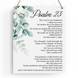 BELLOWDEER Bible Verse Psalm 23 Christian Gifts, Inspirational Wall Decor, Scripture Wall Art Wooden Hanging Sign for Modern Home Office Bathroom Bedroom Wall Art Decor 8x10 Inches