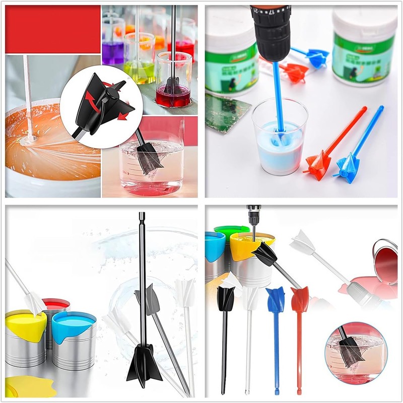 Getrays Resin Agitator Paddle, 4 Pieces Strong Mixing 1/4" Bit