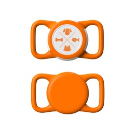 AmxminaID Waterproof Airtag Holder for Dog Collar, Airtag Tracker Protective Case, Airtag Holder for Dog Collar, Silicone Soft Lightweight airtag Holder (Orange, Medium)