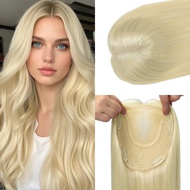 kolala HAIR Toppers for Women Real Human Hair, Toppers Pieces for Women with Thinning Crown 6x7 inch 150 Density 55 grams 12 inch blonde Color All Real Human Hair(#60 12inch)