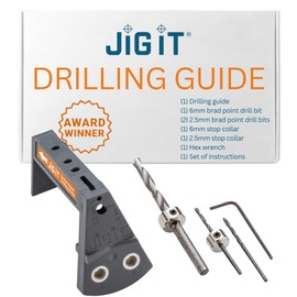 JIG IT Undermount Drilling Guide - Durable ABS Plastic Drill Angle Guide w/Steel Inserts - Drill Guide Jig for Blum Tandem & Drawer Slide – Ideal Woodworking Tools Includes Drill Bits, Collars & More