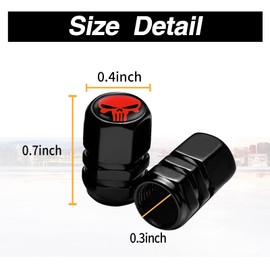 TimNas 4 PCS Skull Car Wheel Tire Valve Stem Cap, Metal Tire Dust Valve Sealing Covers, Universal Tire Decorative Door Core Cap, for Car, SUV, Bike, Trucks, Motorcycles Leak-Proof Valve Cap (Red)