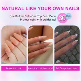KQueenest Gel x Nail Tips Almond Medium - Soft Acrylic Press on Nails Medium,Natural Pre Colored X Coat Tips Thick Stiletto Fake Nails Press ons 15 Sizes Fit All Nail Bed (Nude)