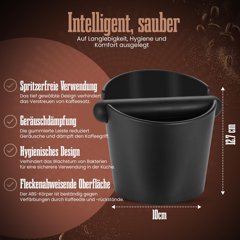 Muntel Coffee grounds container, knockbox, non-slip, 1.3 L, black