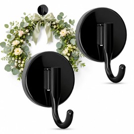 Wreath Hangers for Front Door Magnetic Hooks, Reusable Holder, Black 2 Pack