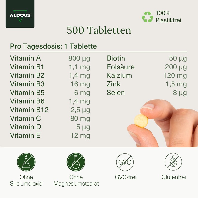 Multivitamin Tablets High Dose - 500 Tablets | + 1