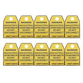 Electric Grounding Warning Tag,Earthing Alert Signs for Using with Ground Rods,Ground Box,Busbars Connection Terminal Points 10 Pack (10)