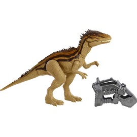 Mattel Jurassic World Mega Destroyers Dinosaur Action Figure, Carcharodontosaurus Brown Dino Toy with Attack Motion & Breakaway Accessory